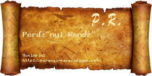 Perényi René névjegykártya